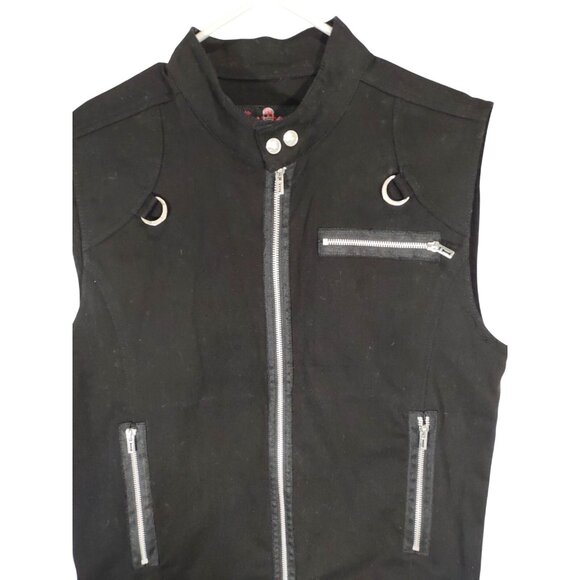 Royal Bones Tripp Gothic Black Vest Utility Grunge Rave Punk Emo Biker Mens L - Picture 2 of 7